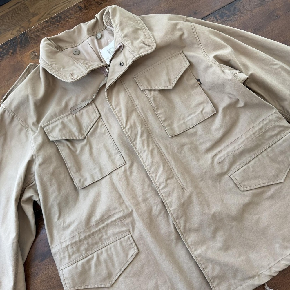 Alpha Industries Field Jacket Coat Mens XXL Beige Military‎ Canvas Cold Weather